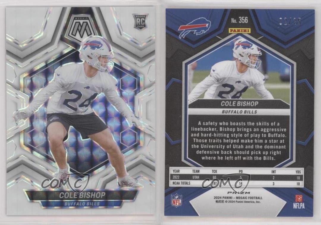 Panini Mosaic Rookies 2024 White Mosaic Prizm/25 Cole Bishop #356 Rookie RC - Imagen 3 de 3