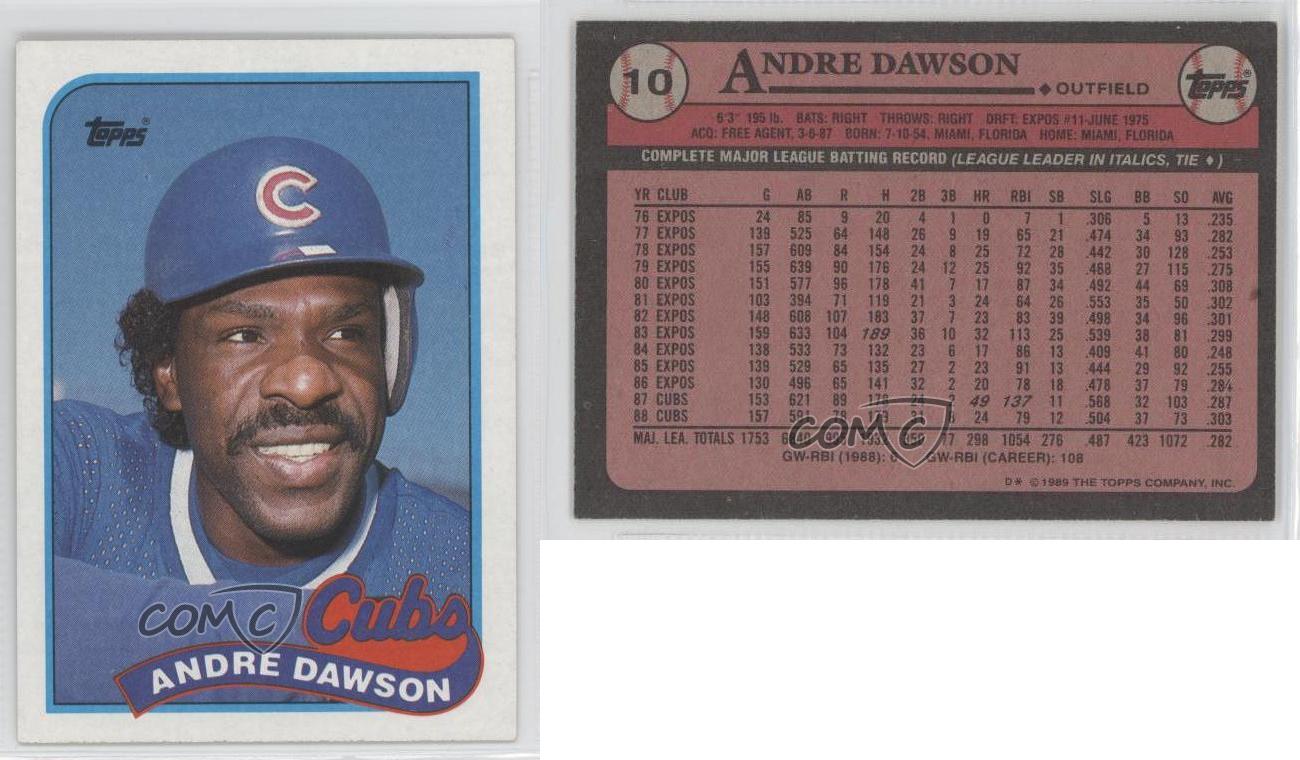 1989 Topps 10 Andre Dawson Chicago Cubs Baseball Card eBay