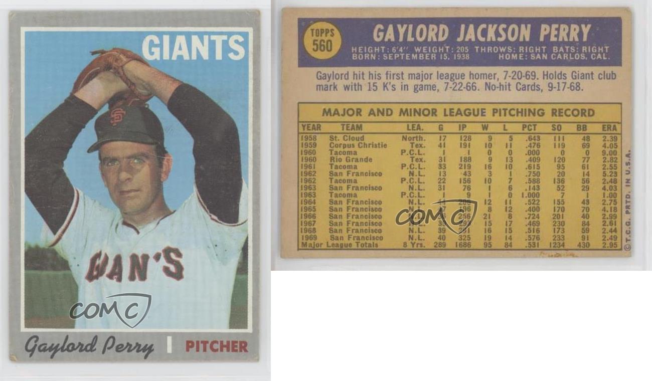 1970 Topps #560 Gaylord Perry VG San Francisco Giants - Under the