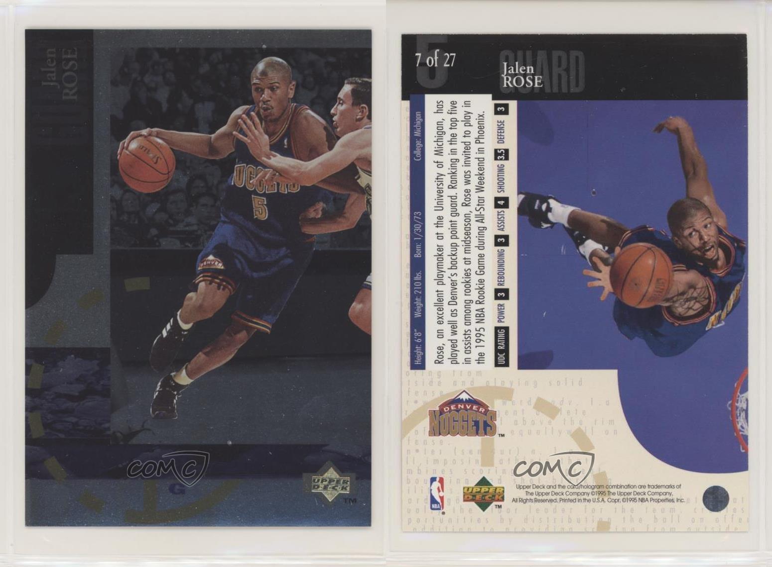 1994-95 Upper Deck Special Edition Jumbo Jalen Rose #7 Rookie RC - Picture 3 of 3