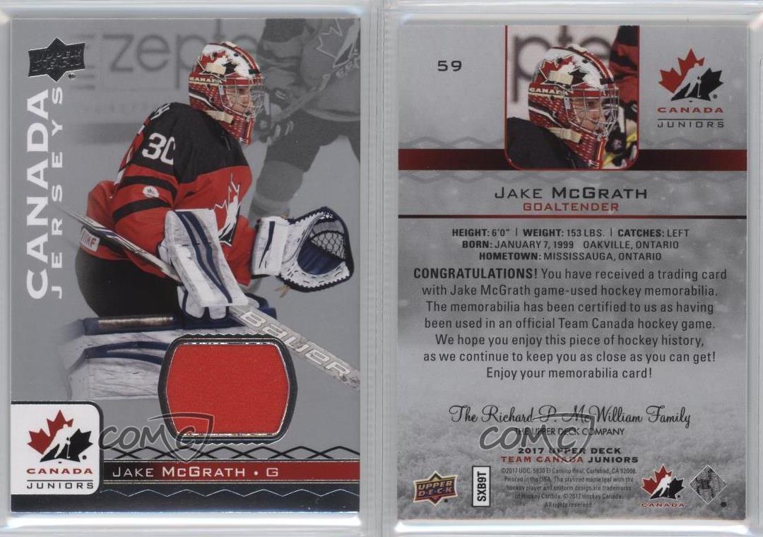2017 Upper Deck Team Canada Juniors Canada Jerseys Jake McGrath #59 - Bild 4 von 5