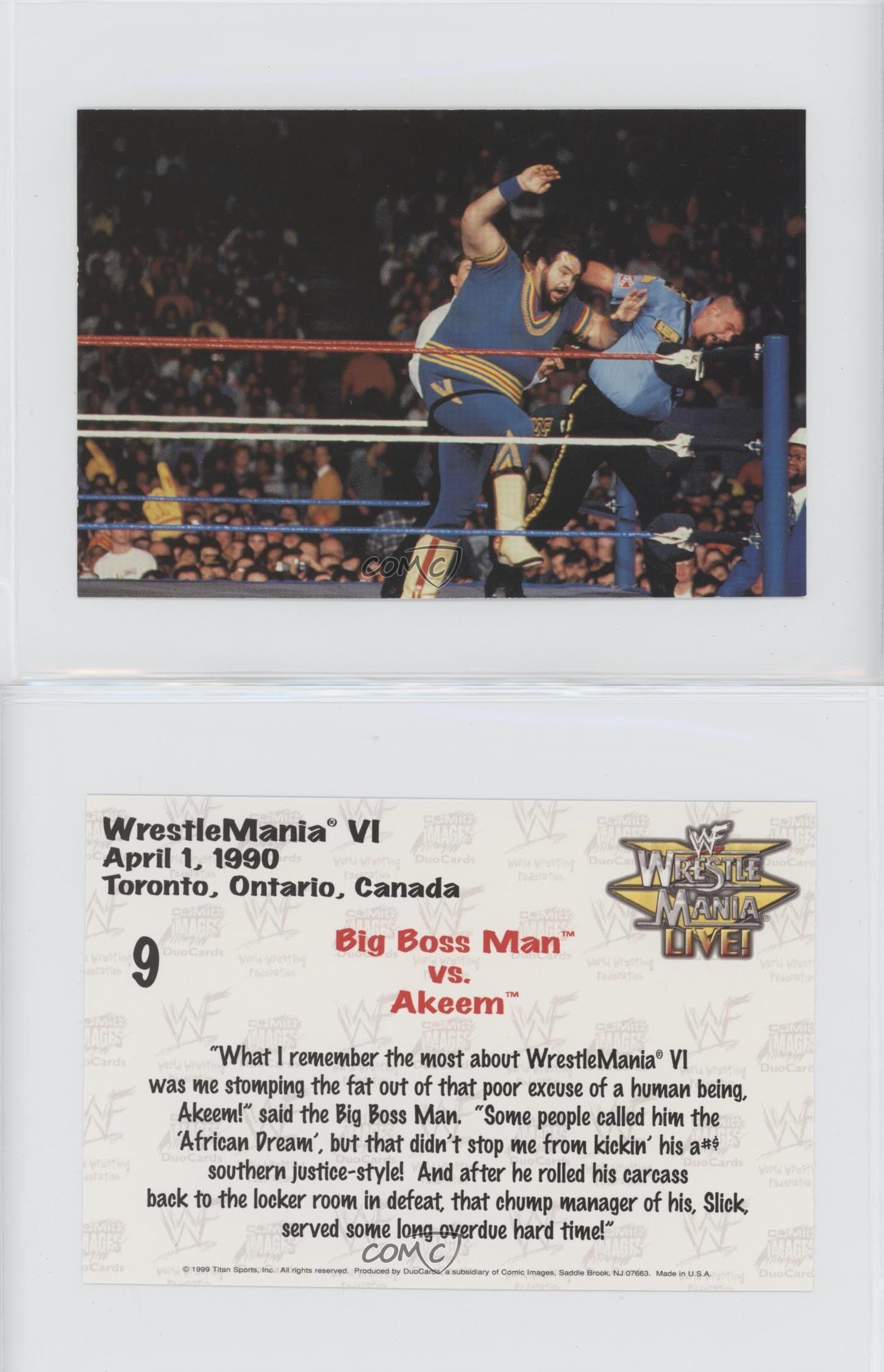 1999 Comic Images WWF WrestleMania Live! Big Boss Man vs Akeem #9 HOF - Picture 3 of 3