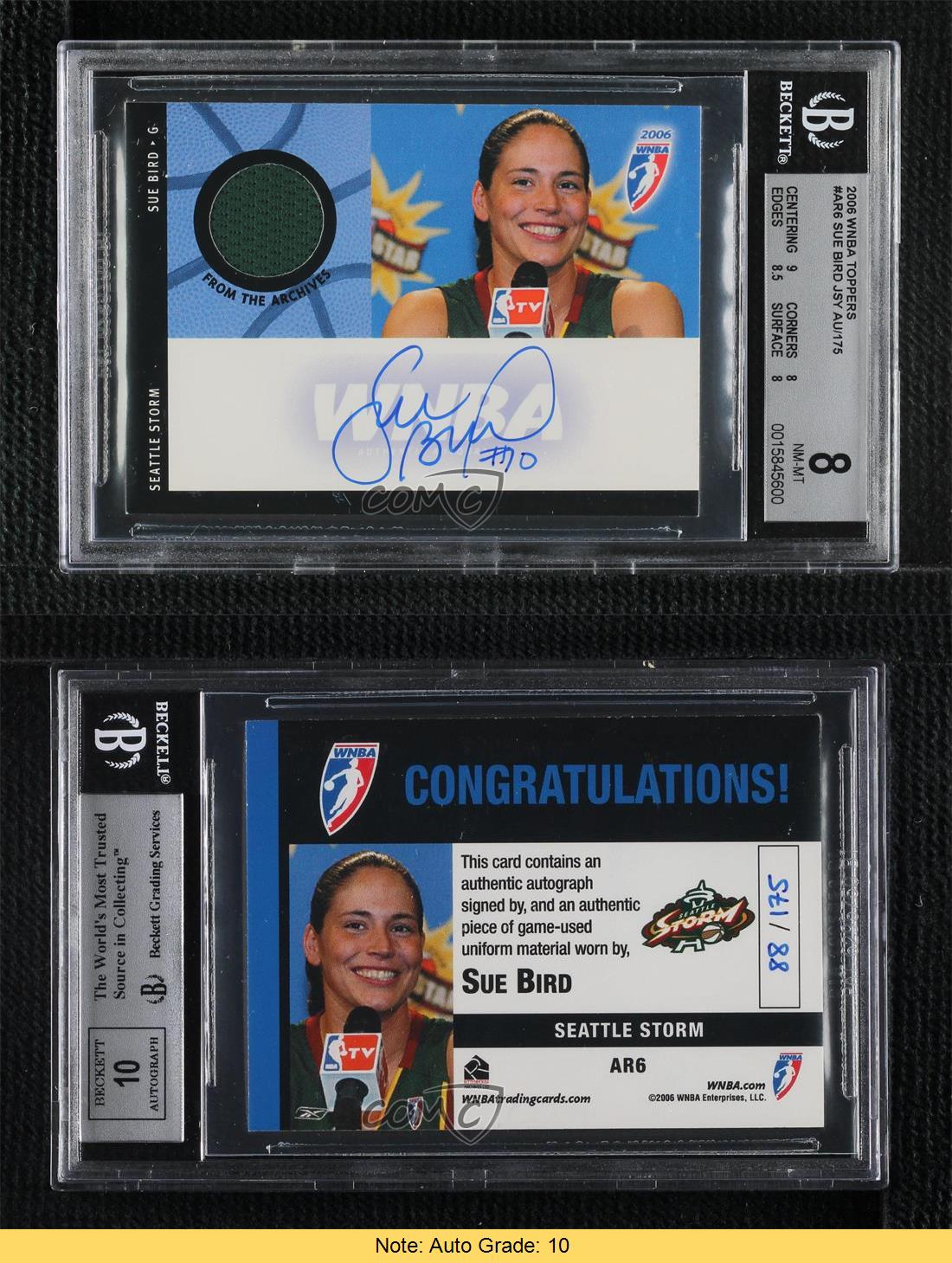 2006 Rittenhouse WNBA Toppers / 175 Sue Bird #AR6 BGS 8 le plus cher Auto