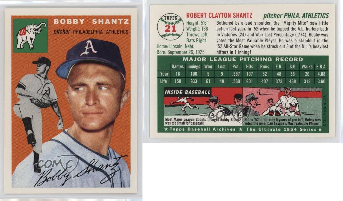 1994 Topps Archives The Ultimate 1954 Set Bobby Shantz #21 - Foto 4 di 6