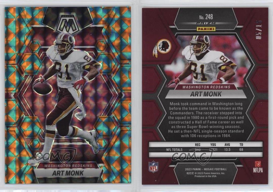 2023 Panini Mosaic Tessellation Mosaic Prizm /15 Art Monk #248 HOF - Foto 3 di 3