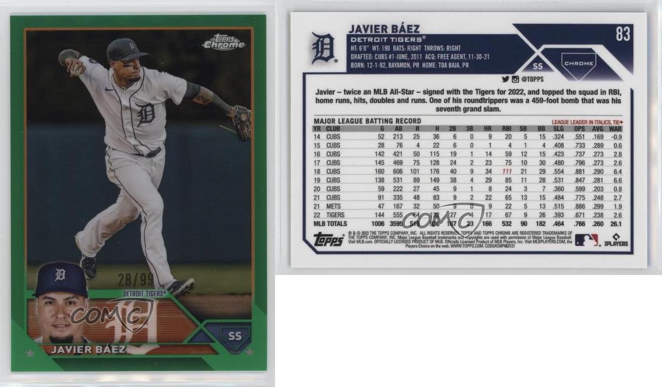 2023 Topps Chrome Green Refractor /99 Javier Baez Javier Báez #83 - Bild 3 von 4