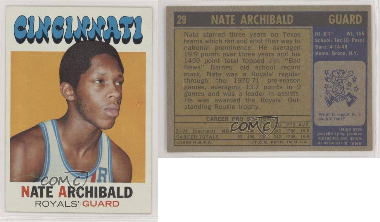 1971 72 Topps Tiny Archibald Nate 29 Rookie Hof Ebay