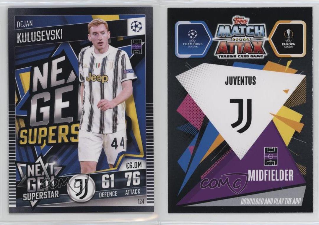 2020-21 Topps Match Attax 101 Next Gen Superstar Dejan Kulusevski #124 - Picture 3 of 4