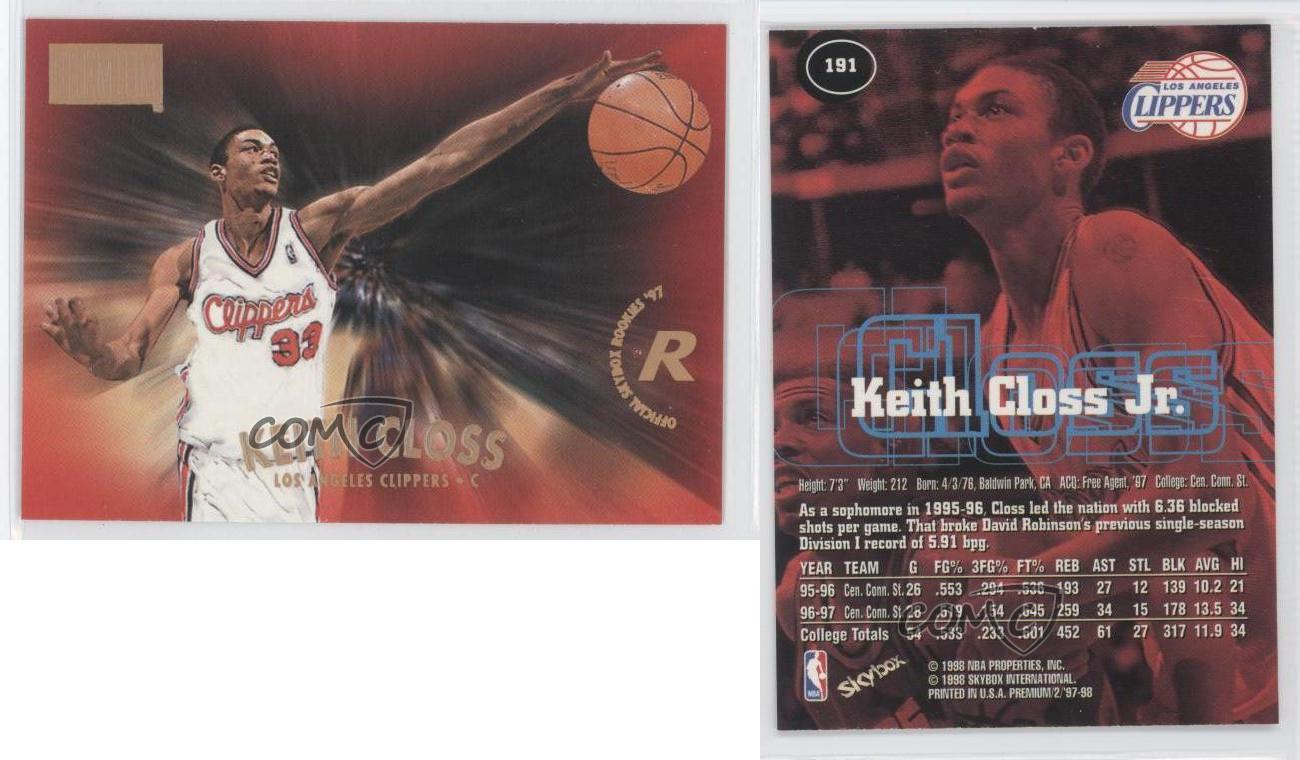 199798 Skybox Premium 191 Keith Closs Los Angeles Clippers RC