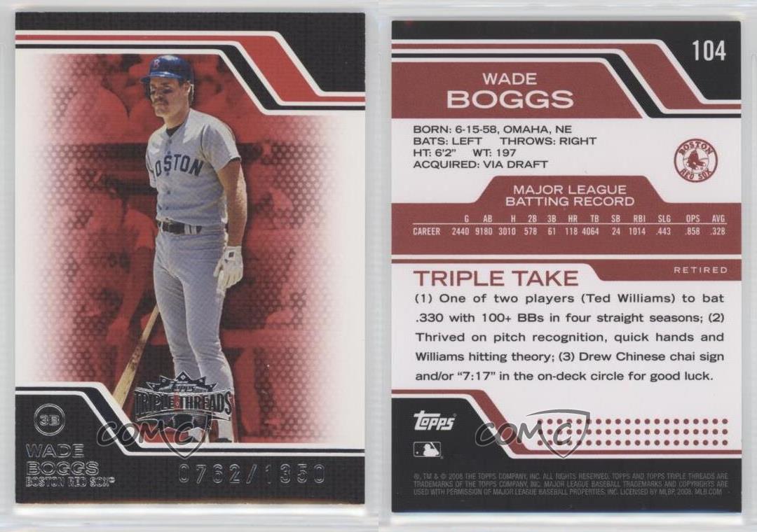 2007 Topps Triple Threads #22 Wade Boggs Boston Red Sox Baseball Card