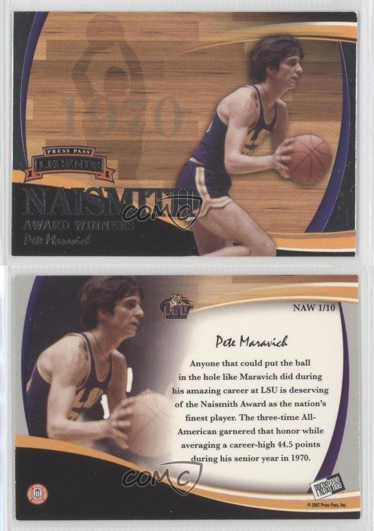 2006-07 Press Pass Leggende Naismith Award Winners Pete Maravich #NAW1 HOF - Foto 4 di 4