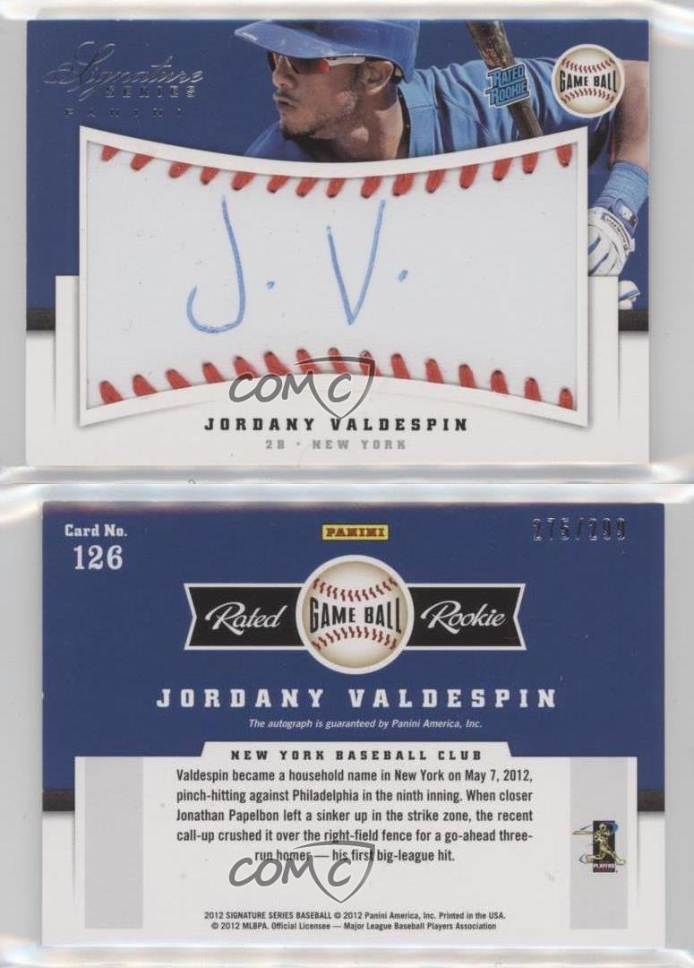 2012 Signature Series Rated Game Ball /299 Jordany Valdespin #126 Rookie Auto RC