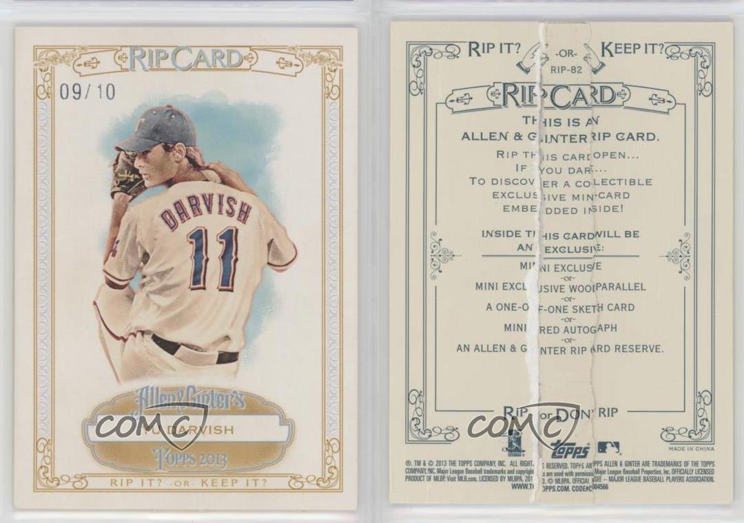2013 Topps Allen & Ginter's Rip Cards strappate /10 Yu Darvish #RIP-82 - Foto 3 di 3