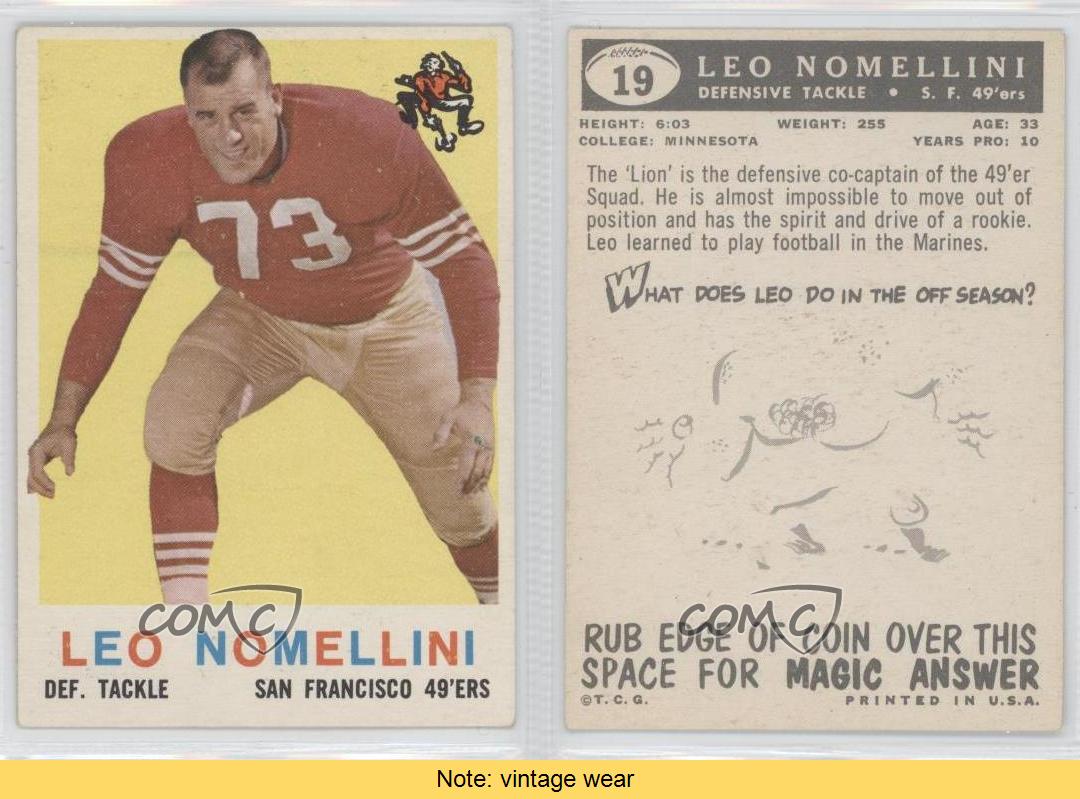 LEO NOMELLINI Signed 1959 TOPPS Card #19 Beckett Authenticated (BAS)