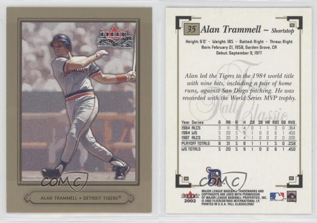 2002 Fleer Fall Classic Alan Trammell #35 liquidation HOF