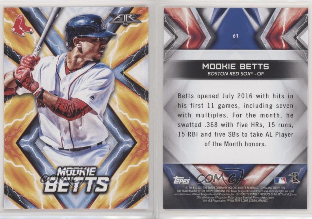  2017 Topps Fire Flame #61 Mookie Betts Boston Red Sox