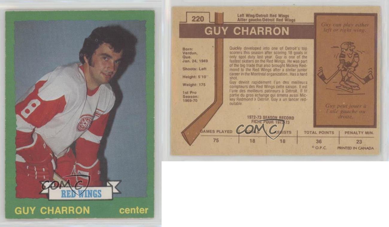 1973-74 O-Pee-Chee Light Back Guy Charron #220