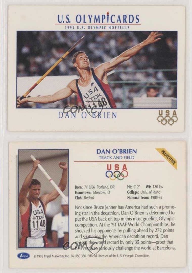 1992 OLYMPIC HOPEFULS DAN O'BRIEN PROFILES CARD #HP10 ~ MULTIPLES AVAILABLE 