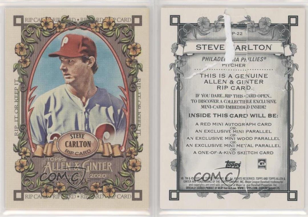 2020 Topps Allen & Ginter's Rip Cards Ripped /75 Steve Carlton RIP22