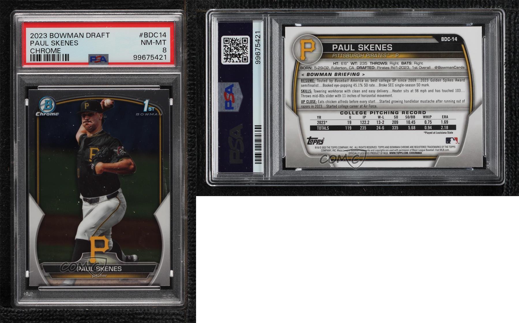 2023 Bowman Draft Chrome Paul Skenes #BDC-14 PSA 8 - Picture 3 of 4