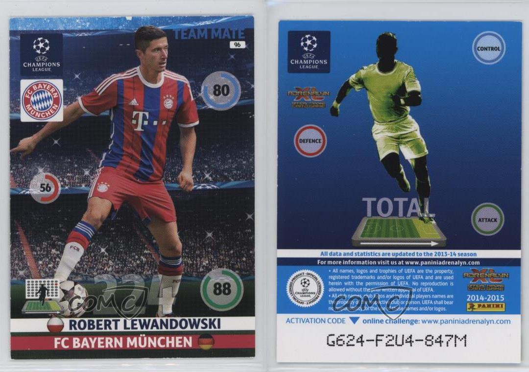 2014 Panini Adrenalyn XL UEFA Champions League Team Mate Robert Lewandowski #96