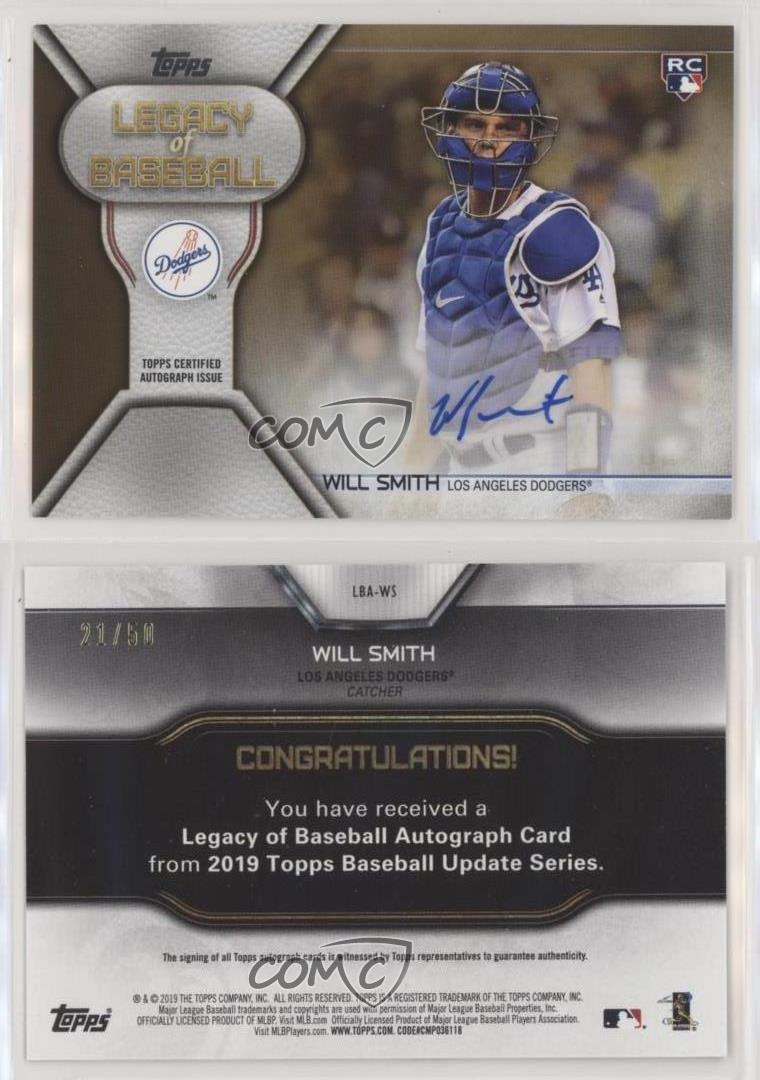 2019 Topps Update Legacy of Baseball Gold /50 Will Smith #LBA-WS Rookie Auto RC