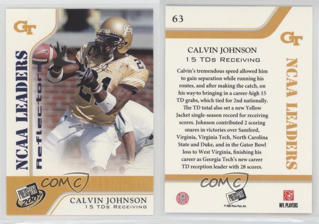 CALVIN JOHNSON 2007 Press Pass NCAA Leaders #63 RC