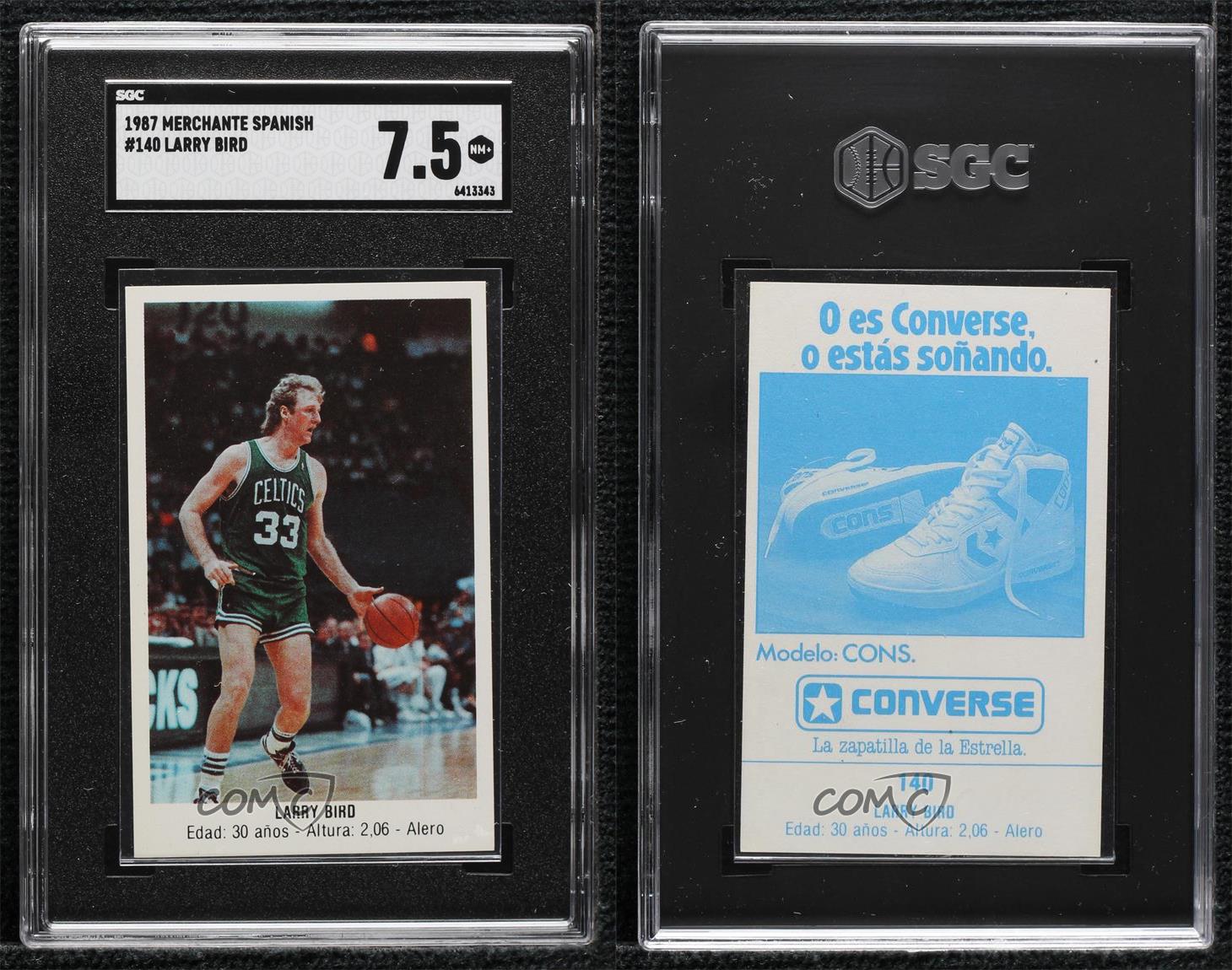 Stickers mode espagnols Converse Merchante 1988 Larry Bird #140 SGC 7,5 HOF