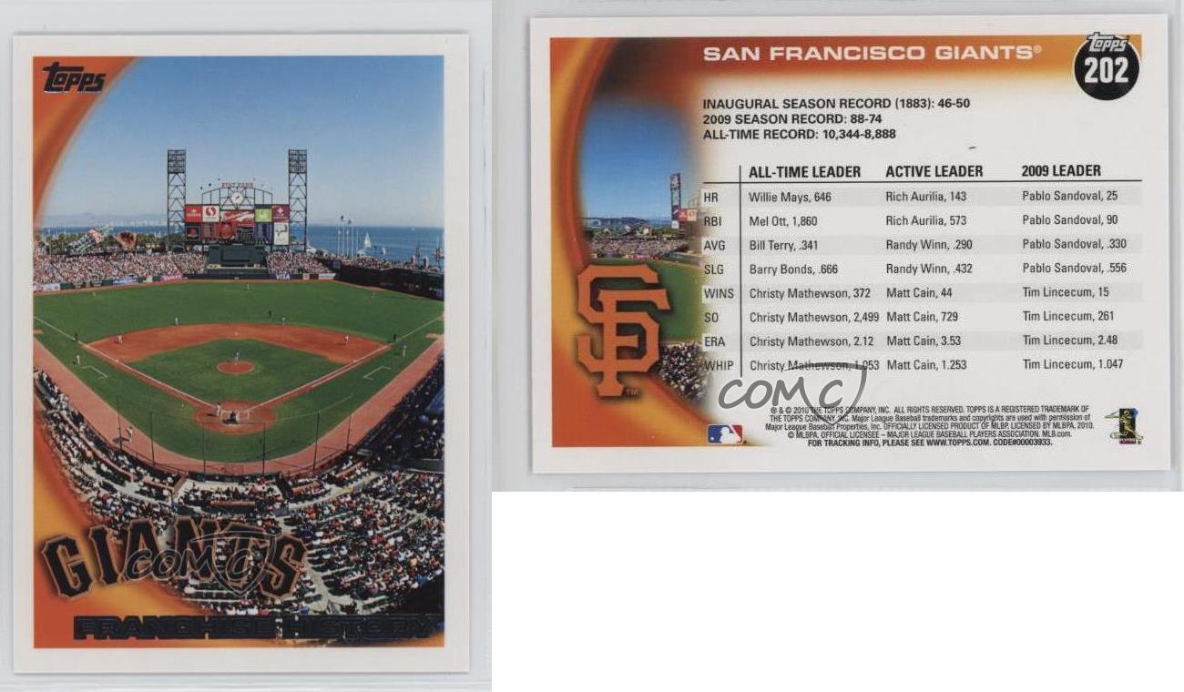 2010 Topps Franchise History San Francisco Giants Oracle Park #202