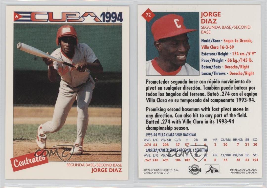 1994 Cuban League 72 Diaz Team Cuba (National Team) Rookie