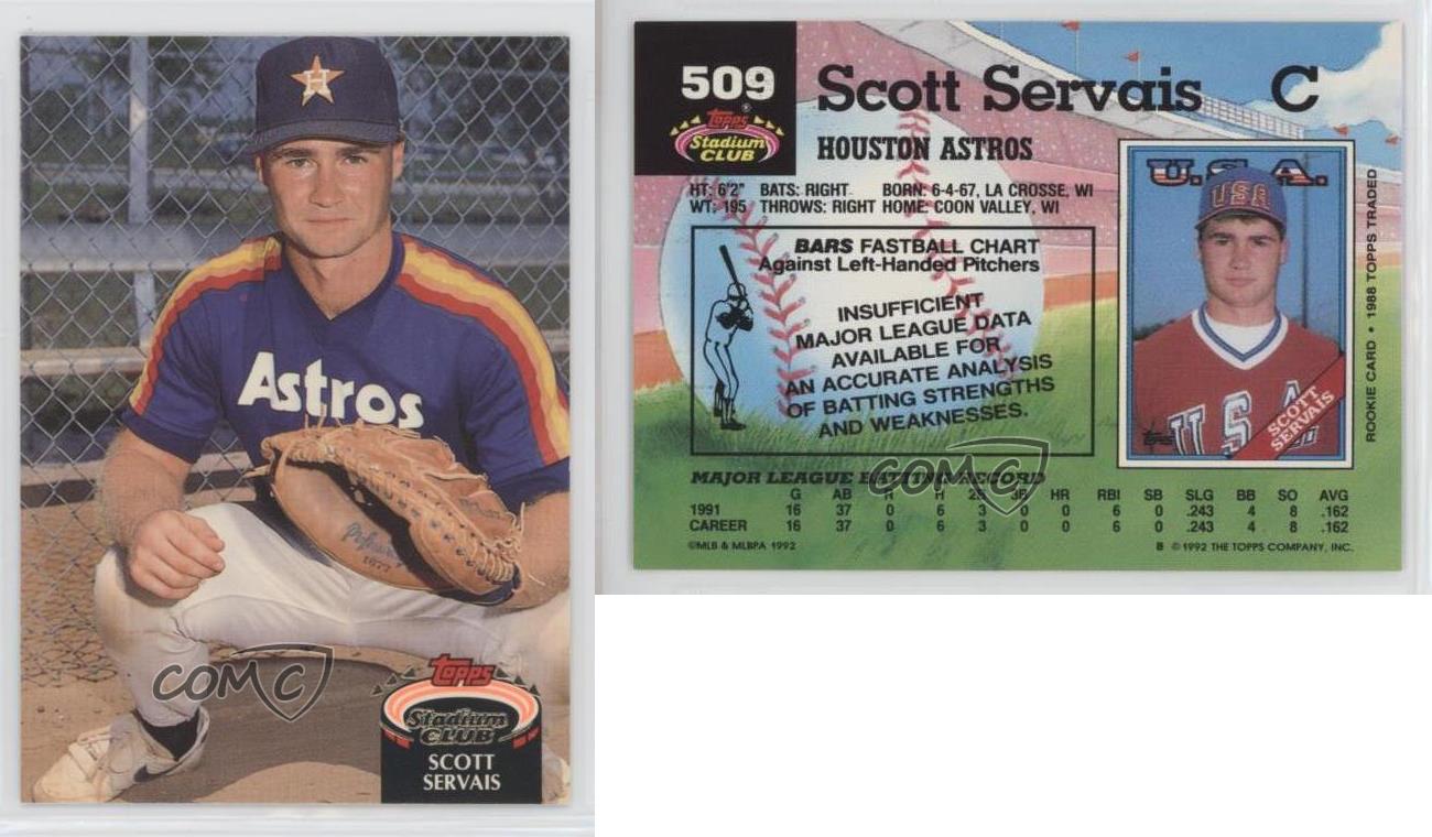 1992 Stadium Club #509 Scott Servais VG Houston Astros - Under the