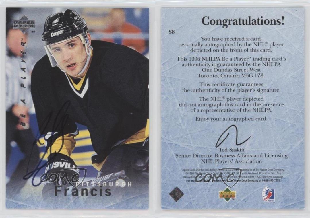 1995-96 Upper Deck Be a Player Auto Ron Francis #S8 Auto HOF