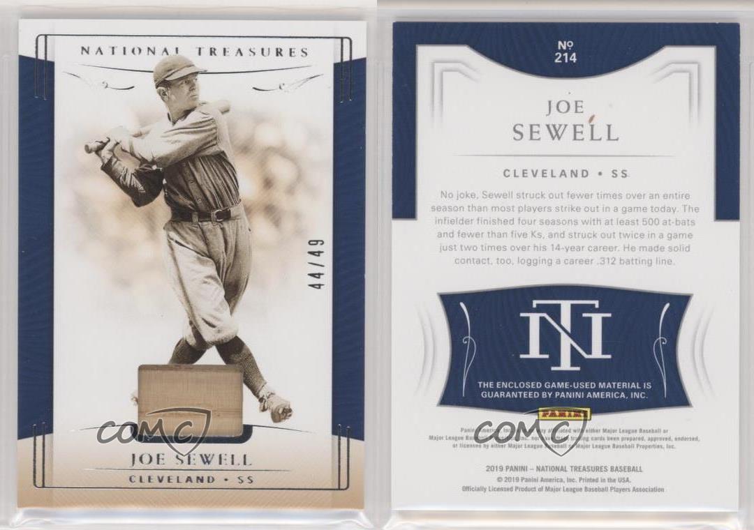 2019 Panini Treasures/49 #214 Joe National Sewell Sepia tarjeta de los  Indios de Cleveland | eBay