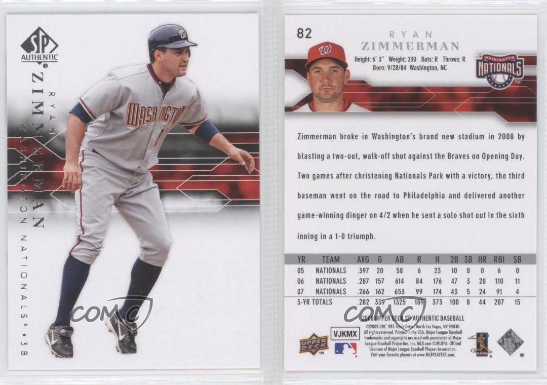 Ryan Zimmerman 2008 SP Authentic Card #82 at 's Sports Collectibles  Store