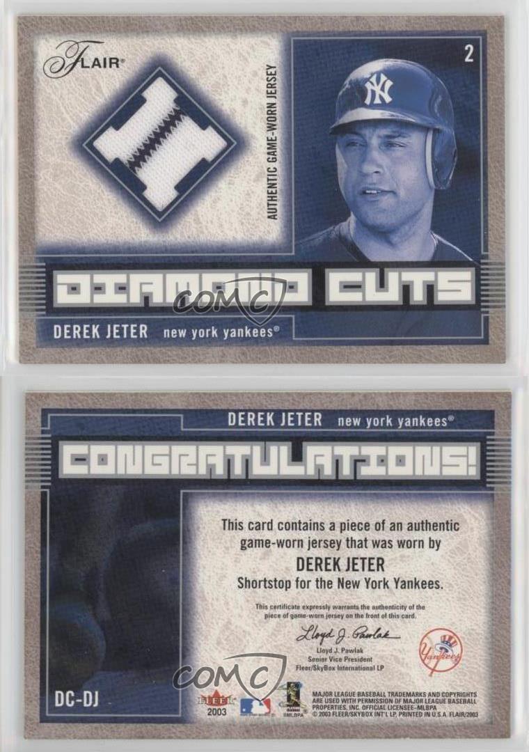 2003 Fleer Flair Diamond Cuts #DC-DJ Derek Jeter Game Worn Yankees