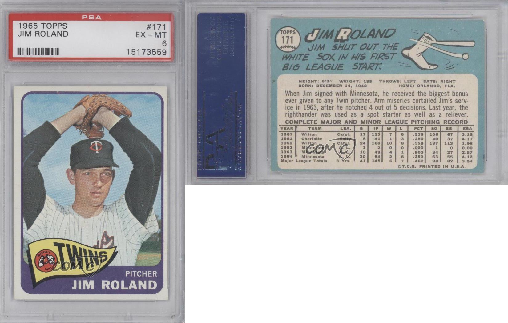 1965 Topps #171 Jim Roland Minnesota Twins Baseball Card 