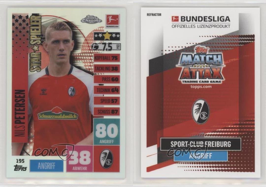 2020-21 Topps Chrome Match Attax Bundesliga Star Spieler Refractor Nils Petersen