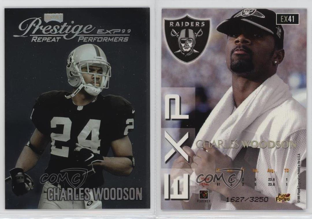 1999 Playoff Prestige EXP Repeat soldes Performers Reflections Argent Charles Woodson