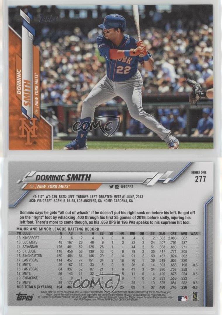  2020 Topps Orange /99#277 Dominic Smith - New York
