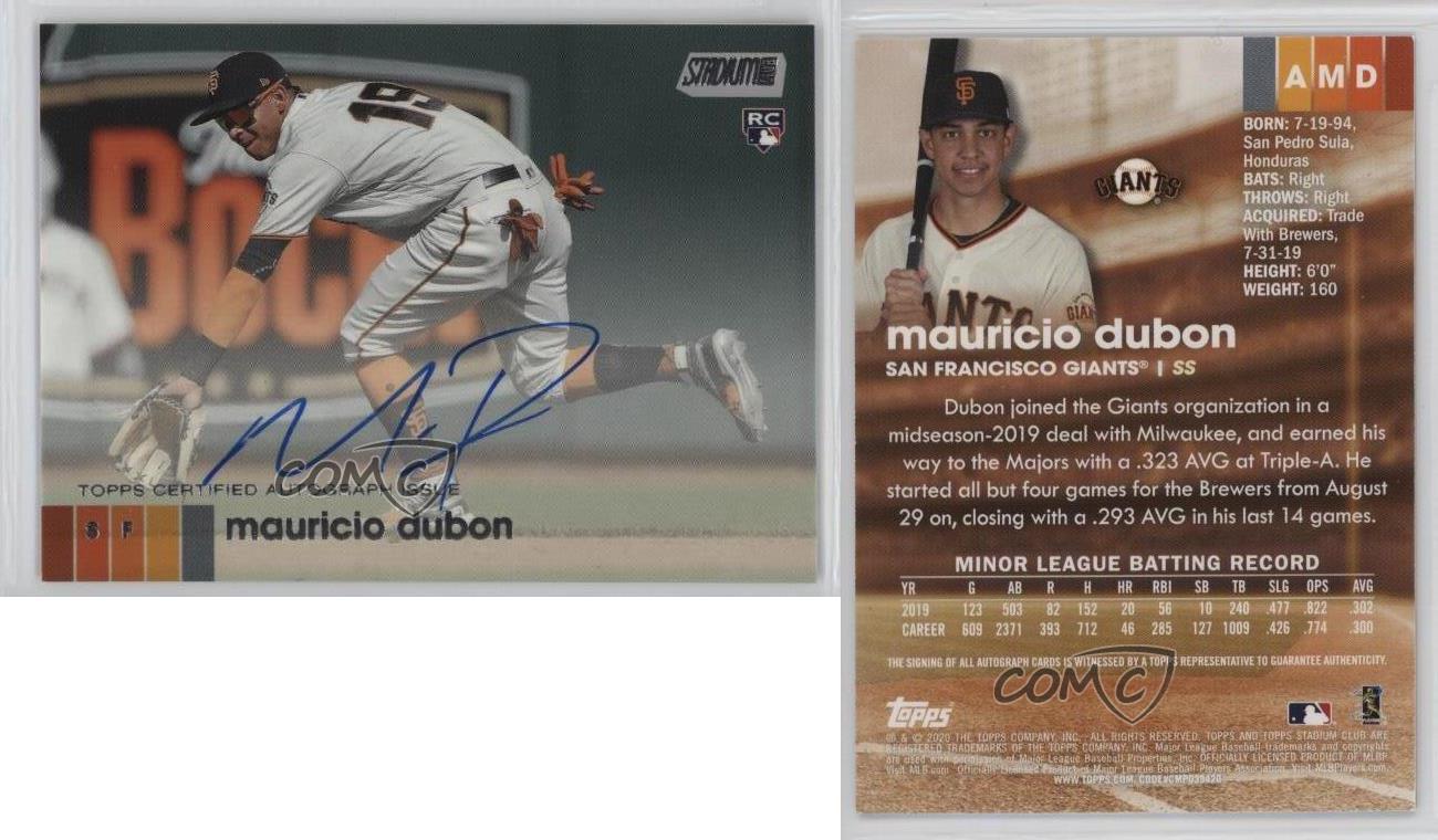 2020 Topps Stadium Club Auto Mauricio Dubon #AMD Rookie Auto RC