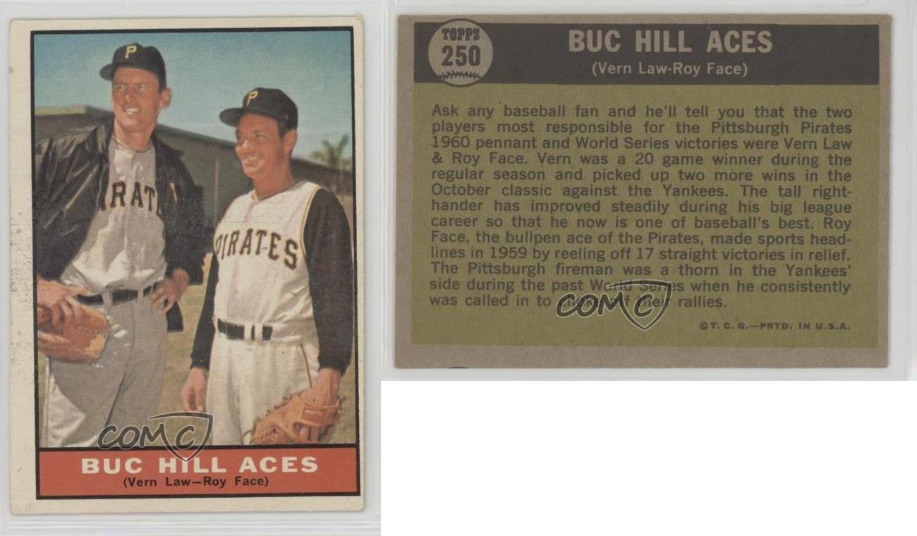 1961 Topps Buc Hill Aces ( ) Vern Law Buc Hill Aces ( ) Roy Face #250