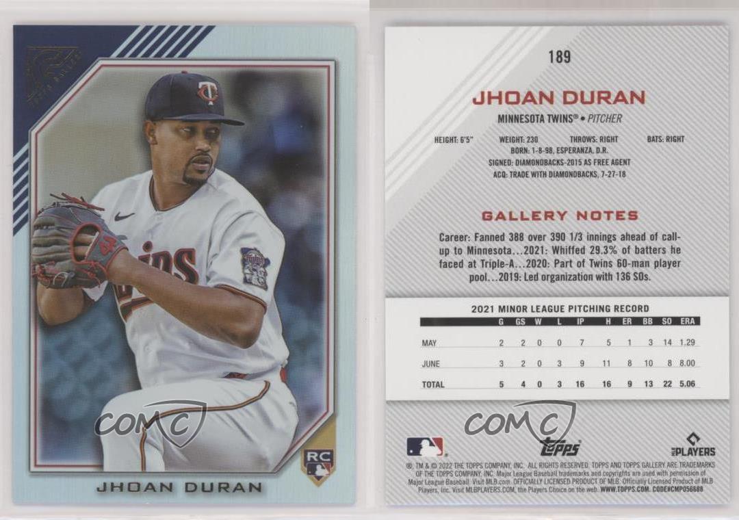 2022 Topps Gallery #189 Jhoan Duran Rookie Card (RC)
