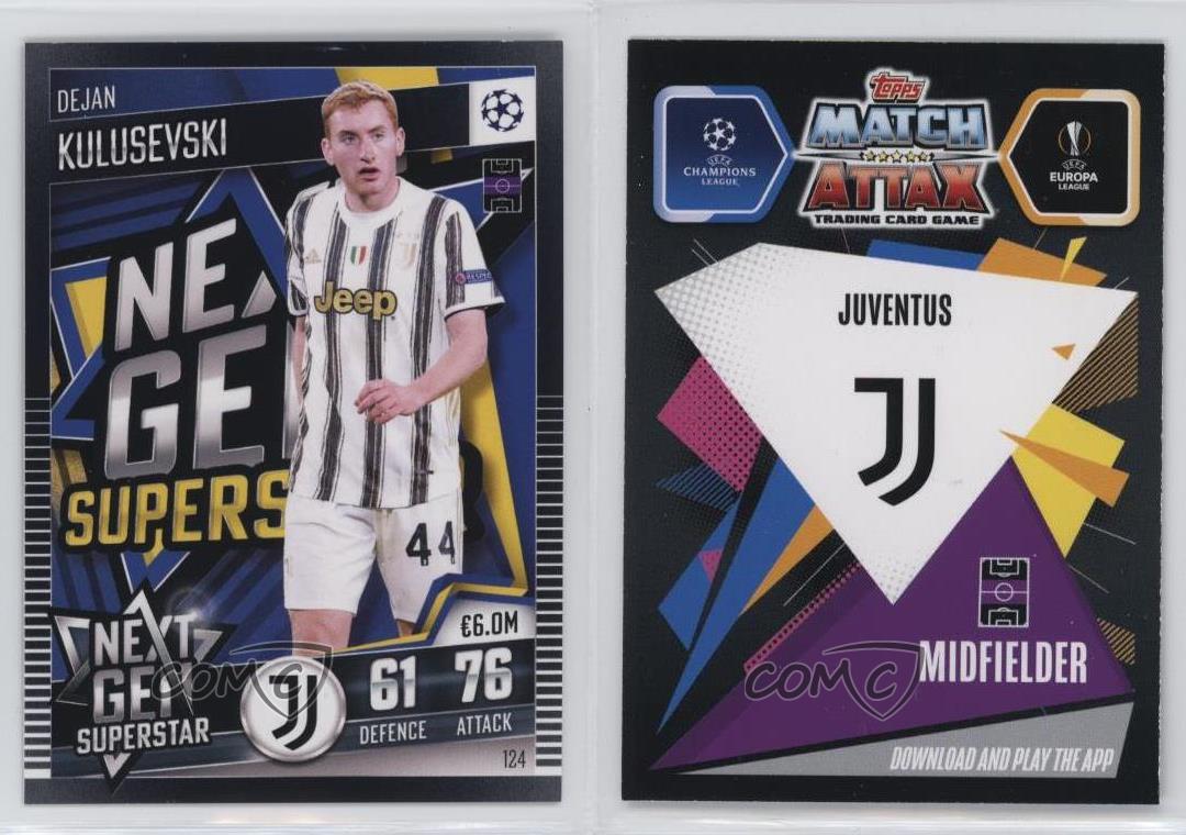 2020-21 Topps Match Attax 101 Next Gen Superstar Dejan Kulusevski #124 - Picture 4 of 4