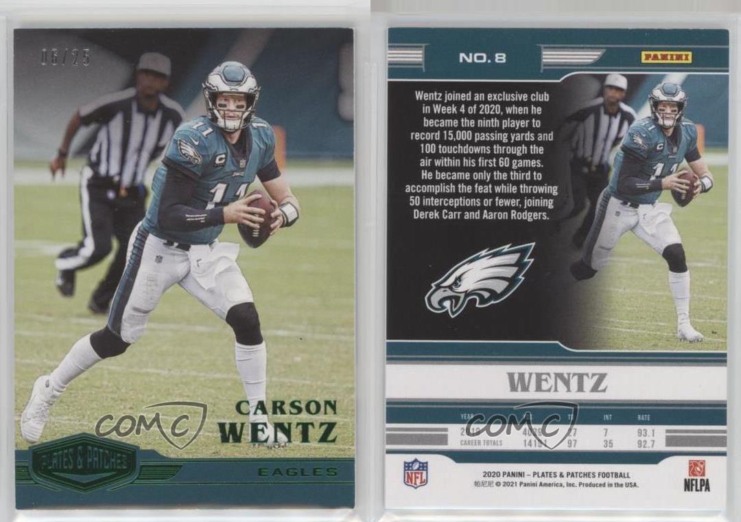 2020 Panini Plates & Patches Green /25 Carson Wentz #8