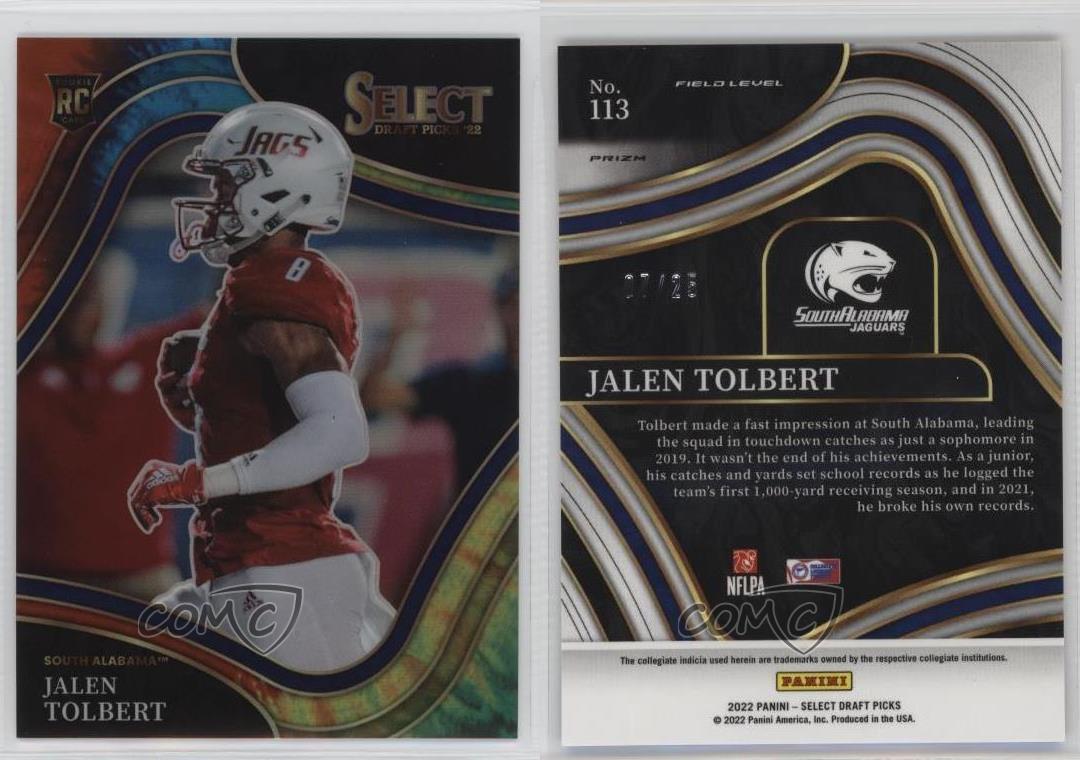 Selecciones selectas del draft 2022 nivel de campo tie-dye Prizm/25 Jalen Tolbert novato radiocontrol - Imagen 3 de 3