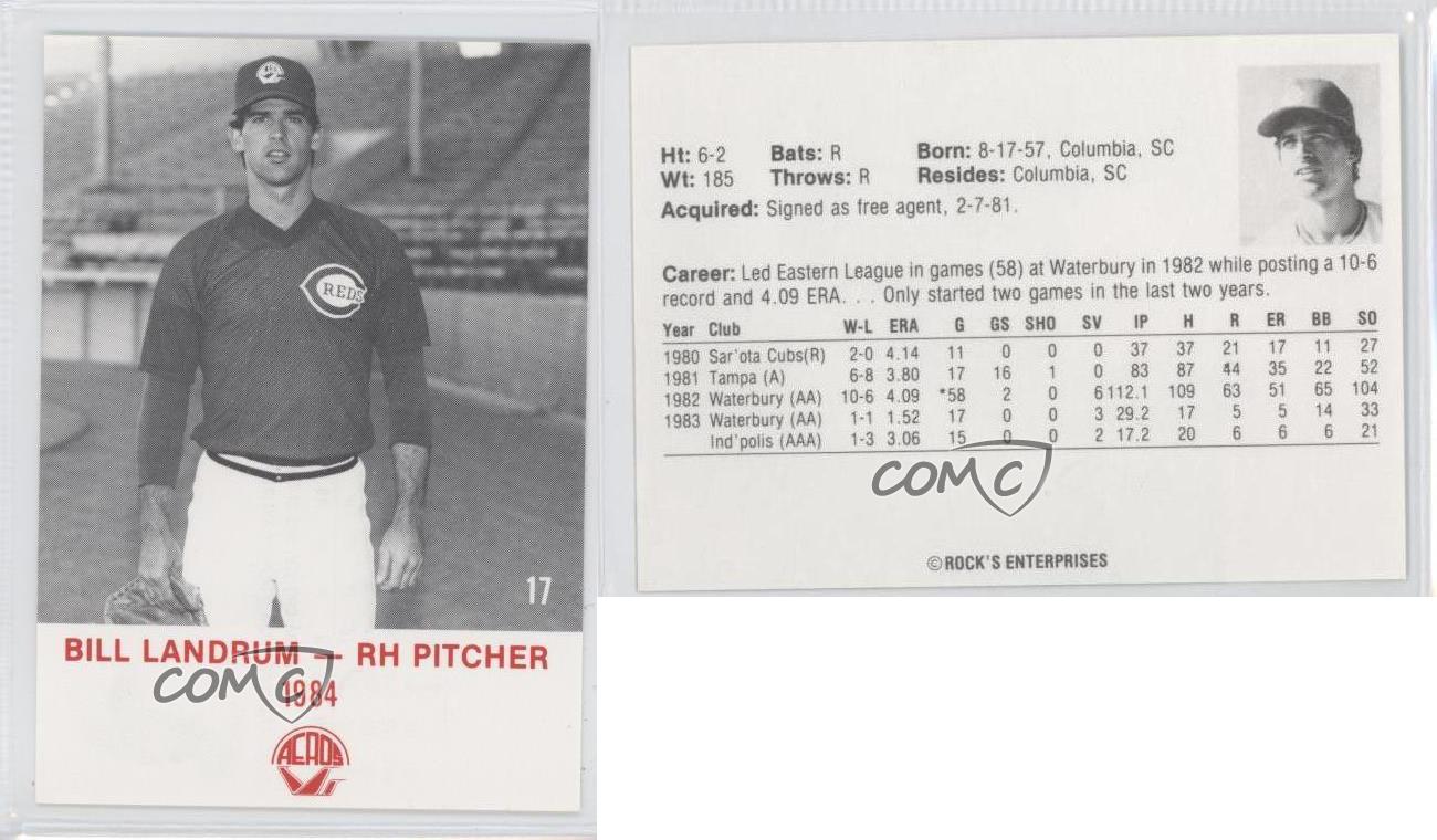 1984 Wichita Aeros 17 Bill Landrum Cincinnati Reds Rookie Baseball