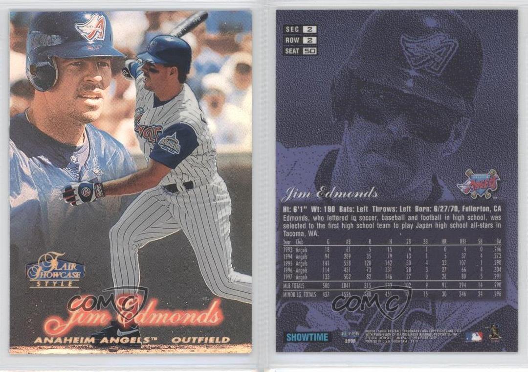 JIM EDMONDS - 1998 Flair Showcase Row 2 - #50 - Angels - $1.00 Shipping