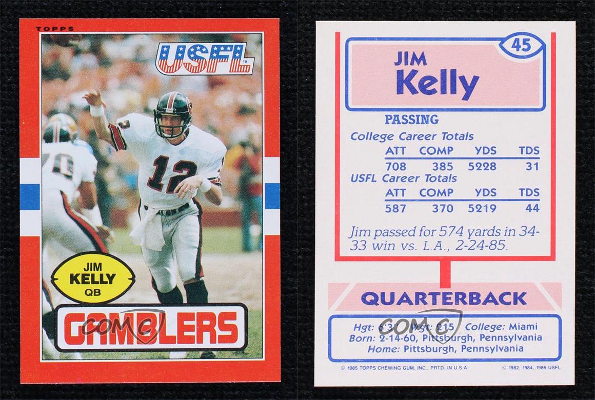 1985 Topps USFL Jim Kelly #45 HOF - Picture 3 of 5