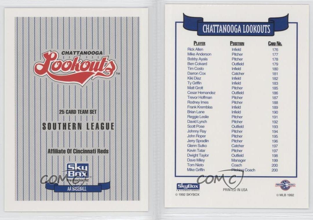 Acheter Liste de contrôle SkyBox Pre-Rookie Chatanooga Lookouts 1992 #CHLO