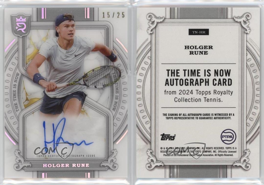 2024 Topps Royalty The Time Is Now /25 Holger Rune #TN-HR Rookie Auto RC - Foto 3 di 3